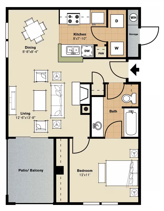 Phase I - One-Bedrooms 0822 floor plan